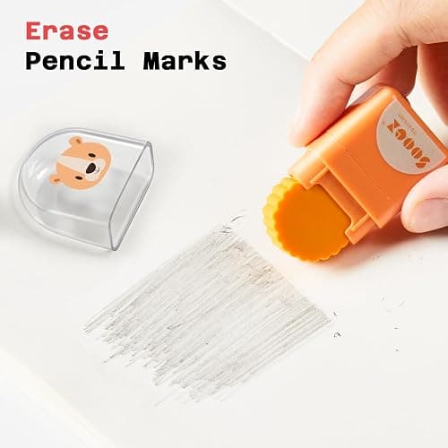 Sooez 12 Pack Pencil Erasers, Cute Animal Eraser with Clean up Roller and Cover, Latex-Free, Bulk Art Drawing Erasers for Students & Teacher Classroom/School Supplies, Party Favor thumbnail 4