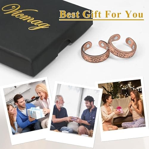 Vicmag Copper Magnetic Rings for Women & Men, 4X Strength Magnet Adjustable | 99.9% Pure Copper Thumb Ring For Finger, Powerful Magnets, Adjustable, Jewerly Present thumbnail 8