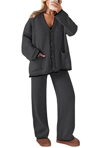 PRETTYGARDEN Lounge Sets for Women Fall 2025 Loungewear 2 Piece Outfits Cardigan Sweaters Track Suit Matching Winter Clothing - Image 1