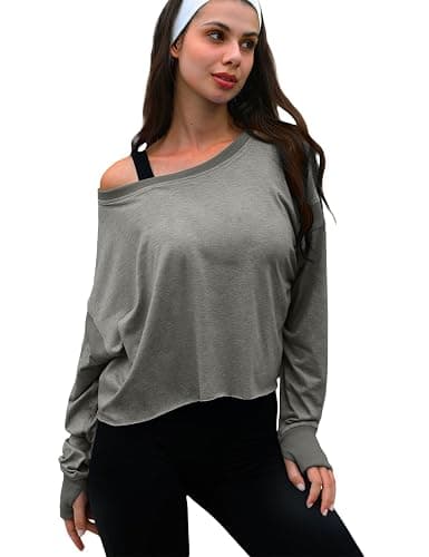 UNIANKIYA Open Back Workout Tops for Women Long Sleeve Cropped Athletic Clothes Gym Running Yoga Low Impact Sports T Shirts thumbnail 2