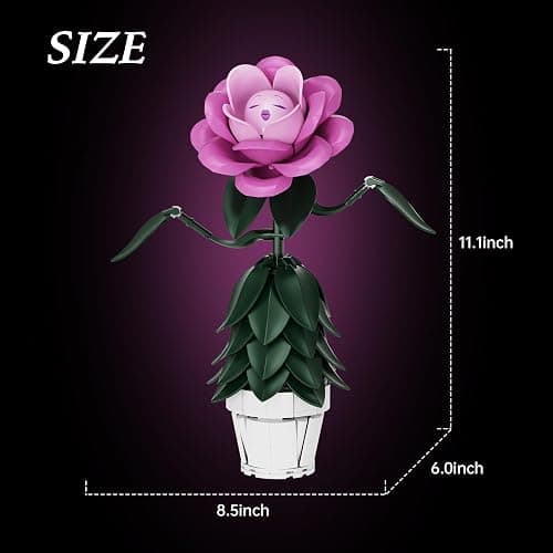 Wonderland Flower Building Sets, Compatible with Lego Flowers for Adults, Girls, Women and Fans - Pink Rose Flower Gifts for Birthday, Valentine, Party and Festivals (220 PCS) thumbnail 3