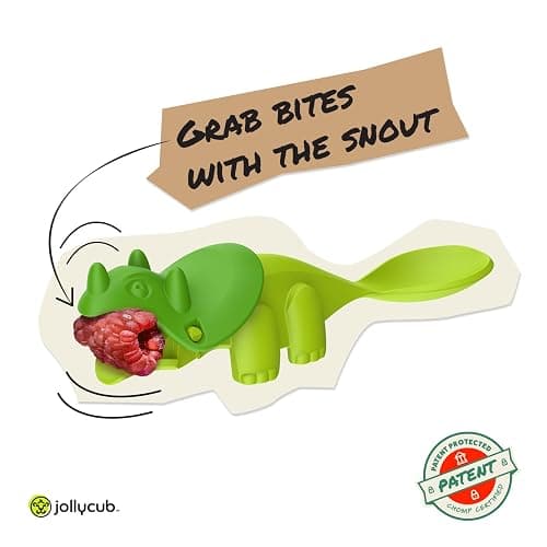 Jollycub® Interactive Toddler Utensils, Dino Chomperware™, Kids Silverware Set, BPA Free, Made in USA (Leafy Greens) thumbnail 3