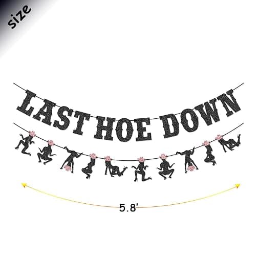 Last Hoedown Western Cowgirl Bachelorette Party Banner for Space Cowgirl, Last Rodeo Hoedown, Nash Bash Nashville Bachelorette Party Decorations (Black) thumbnail 3