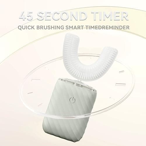 ELOTAME Ultrasonic Automatic Electric Toothbrush for Adults- U Shaped self Brushing Toothbrush, 360° Mouth Cleaning, 5 Modes for Whitening, IPX7 Waterproof Rechargeable (Light Gray) thumbnail 6