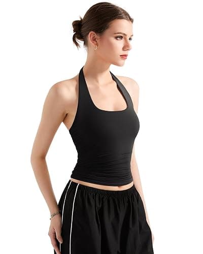 SUUKSESS Women Halter Tank Tops Double Lined Backless Y2K Trendy Going Out Tops thumbnail 2