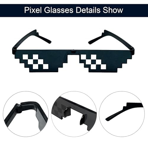 Lorigun Thug Life Glasses Pixel Sunglasses for Party, Deal with it Glasses Bachelor Party Decor thumbnail 3
