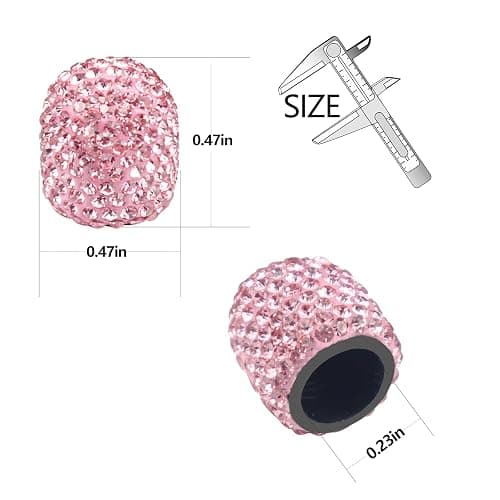 Sikawai Pink Bling Valve Stem Caps Sparkling Handmade Cry-stal Rhine-Stone Universal Car Tire Valve Caps Chrome Wheel Caps Attractive Dustproof Bling Car/Bike/Motor-Cycle Accessories - Pink thumbnail 3