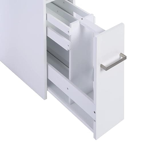 Spirich Slim Bathroom Storage Cabinet, Free Standing Toilet Paper Holder, Bathroom Cabinet Slide Out Drawer Storage, White thumbnail 7