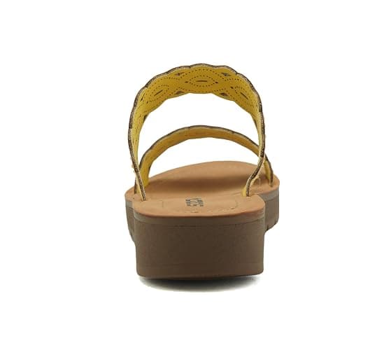 Soda VIENNA - Fun & vibrant platform slip on sandal with ridged bottom & beautifully scalloped straps with iridescent beading detail. Perfect summer beach shoes! thumbnail 2