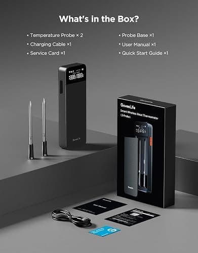 GoveeLife Bluetooth Wireless Meat Thermometer with 2 Probes, Standalone Digital Base, WiFi Unlimited Range, ±1.8℉ Accuracy, IP68 Waterproof Real Time Monitoring, for Kitchen, BBQ, Grill, Oven, Smoker thumbnail 8