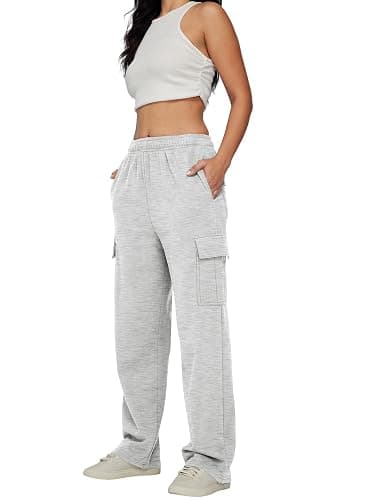 AUTOMET Womens Cargo Sweatpants Baggy Fleece High Waisted Joggers Sweat Pants Athletic Pants thumbnail 3