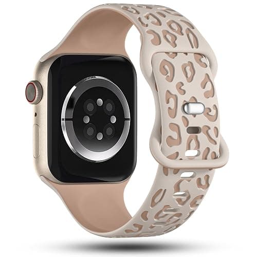 3 Pack Leopard Engraved Bands Compatible with Apple Watch Band 41mm 40mm 38mm 42mm 44mm 45mm 46mm 49mm Women, Soft Silicone Cheetah Embossed Sport Strap for iWatch Series 10 9 8 7 6 5 4 3 2 1 Ultra thumbnail 5