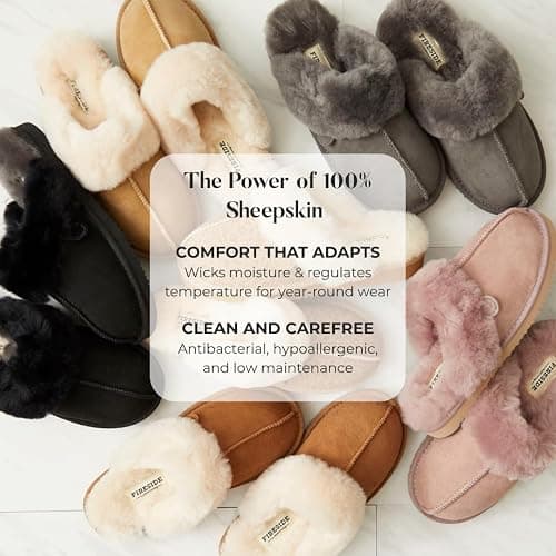Fireside by Dearfoams Women's Fireside Sydney Shearling Fur Indoor/Outdoor Scuff Slipper With Wide Widths thumbnail 2