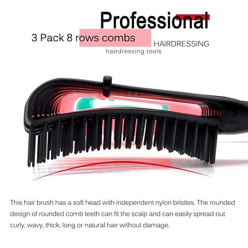3 Pack Hair Detangler Brush for Afro America/African Textured 3a to 4c Kinky Wavy/Curly/Coily/Wet/Dry/Oil/Thick/Long Hair, Detangling Brush for Natural, Exfoliating Your Scalp for Beautiful thumbnail 5