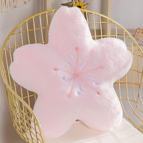 GEXUANCHEN Cute cherry blossom decorative plush pillow for bedroom balcony living room sofa chair car cushion (pink) (17.7 * 17.7, pink) thumbnail 7