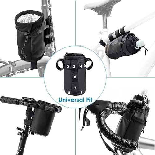 WOTOW Bike Water Bottle Holder, Insulated Bicycle Cup Holder for Handlebar | with Phone Storage Pack & Shoulder Strap, for Adult Kid, Cycling Water Bottle Cage for Mountain Tour thumbnail 2