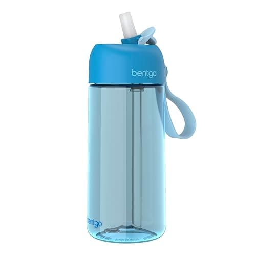 Bentgo Kids Water Bottle - Leak-Proof, Durable Tritan, BPA-Free 15 oz. Cup for Kids/Toddlers Ages 3+, Bite & Sip Spout, Carrying Handle, & Dishwasher Safe for School, Sports, Daycare & Camp (Blue) - Image 1