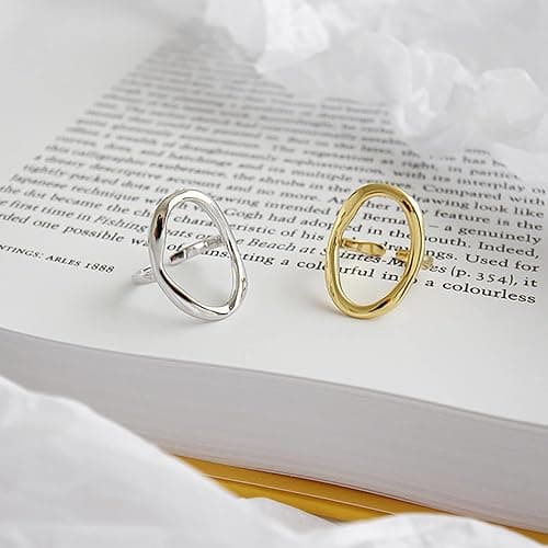 Aktully Chunky Gold Statement Ring for Women Chunky Gold Circle Ring Adjustable Open Promise Minimalist Statement Rings Trendy Jewelry for Women thumbnail 7