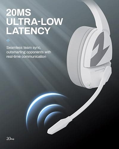 acer Wireless Gaming Headset, PS5 Headset with 2.4GHz for Ps5, Ps4, PC, Switch, Bluetooth 5.3 + 100Hrs Gaming Headphones with Noise Canceling Mic for Laptop, Mobile, Mac, 50mm Drivers (White) thumbnail 5