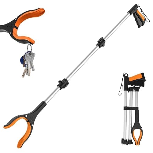 43" Extra Long Grabber Tool, Foldable Grabbers for Elderly Grab It Reaching Tool with Rotating Jaw +Magnets, 4" Wide Claw Opening Reacher Grabber Pickup Tool, Grabber Reacher Tool Heavy Duty - Image 1