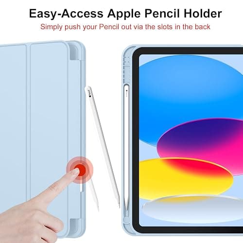 iMieet iPad (A16) Case 11th Gen/iPad 10th Generation Case [11-Inch 2025/10.9 Inch 2022] with Pencil Holder, Trifold Stand Smart Cover with Soft TPU Back,Auto Wake/Sleep(Sky Blue) thumbnail 5