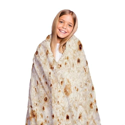 Burritos Tortilla Blanket, Double Sided Realistic Super Soft Taco Food Yellow Blanket Soft Flannel Taco Blanket for Bed Couch Travel Picnic and Beach thumbnail 4