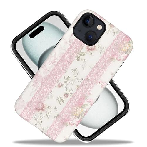 Case for iPhone 15,Fits Frosted Case Design for Girl Women,Floral with Lace Vintage thumbnail 2