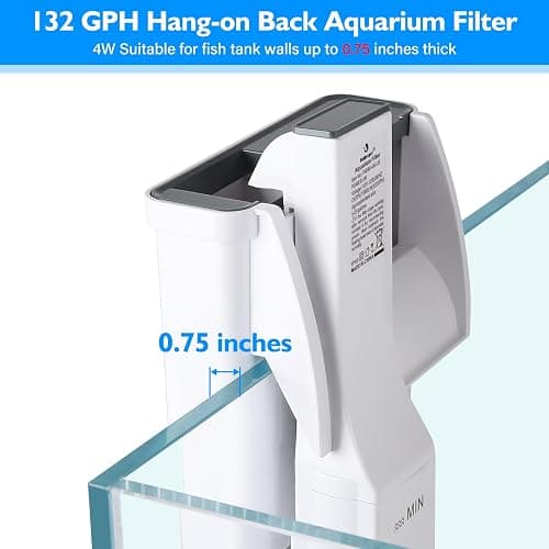 fishkeeper Aquarium Filter 5-20 Gallon Power Quiet Hang On Back Aquarium Filter Multi-Stage Filtration Fish Tank Filter Waterfall Hob Filter for Freshwater Saltwater (4W 132GPH) thumbnail 3