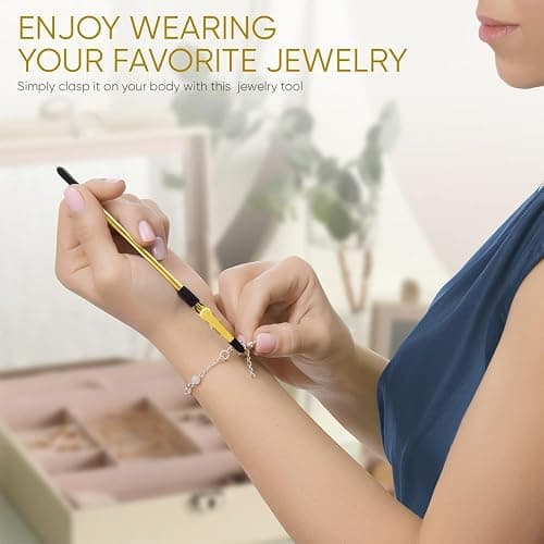 Mission Gallery Bracelet Helper Tool - Fastener Helper Tool for Bracelet, Necklace, Jewelry, Watch - Clip, Clasp Helper - Easy to Put on Yourself, Portable, Made of Metal, Gold thumbnail 5