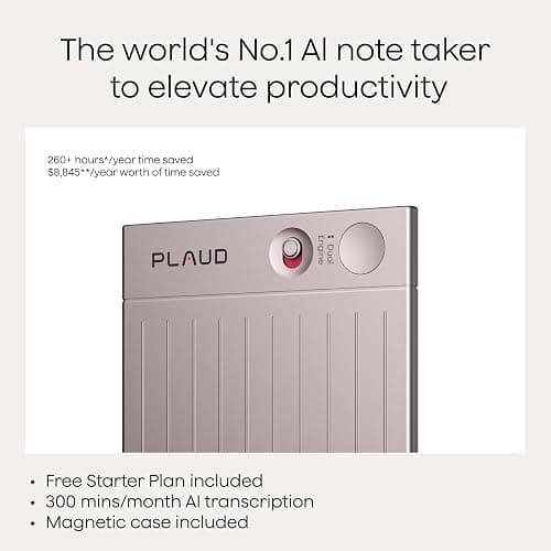 Plaud Note AI Voice Recorder Transcribe & Summarize, Non-Pro Version | AI Note Taker for Meetings, Calls, Lectures, Professionals & Teams, 112 Languages, App Control, Case Included, Starlight thumbnail 10