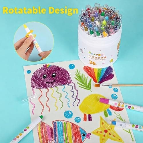 Prudiut 36 Color Silky Twistable Crayons for Artist, Washable Art Supplies, Multicultural Pastel Gel Crayons, Easy Grip Coloring Gift thumbnail 4