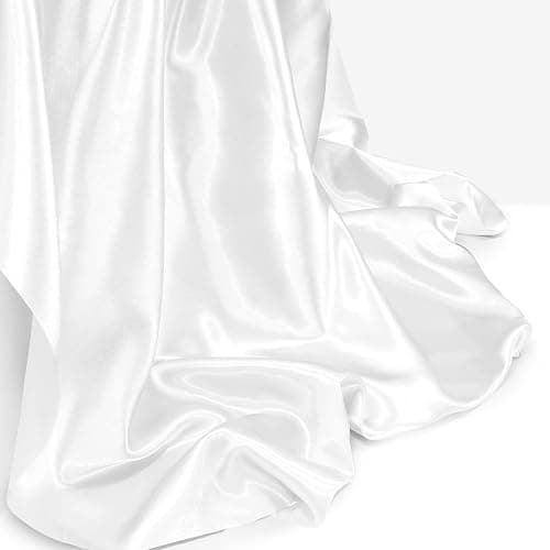 Homiest White Satin Fabric by The Yard, 1 Yard x 58 Inch | Silky Smooth Finish, Not Fade Not Shrink, Ideal for Wedding Dress Bridal Clothing DIY, Silky & Shiny Cloth, Machine Washable thumbnail 7