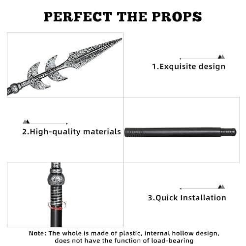 Spartan Spear 63In Medieval Roman Plastic Spear Prop Costume Accessory Weapon,Cosplay Vikings Role Play Decoration for Halloween Party thumbnail 3