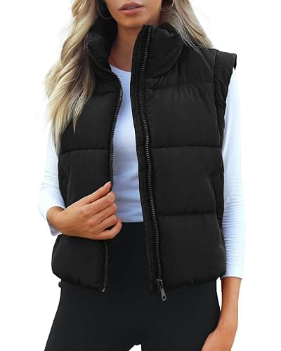 Polu Cropped Puffer Vest Women Sleeveless Stand Collar Padded Gilet Winter Lightweight Puffy Vest - Image 1
