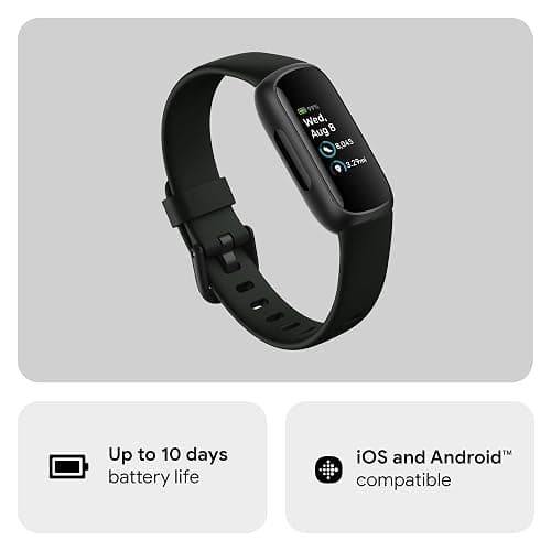 Google Fitbit Inspire 3 Health and Fitness Tracker with Stress Management, Workout Intensity, Sleep Tracking, 24/7 Heart Rate and More, Midnight Zen/black, One Size (S and L Bands Included) - Black/Midnight Zen thumbnail 2