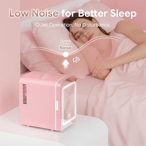 Xbeauty 4L Mini Skincare Fridge With Dimmable LED Mirror | Mini Makeup Fridge for SkinCare, Cosmetics, Food & Drinks, Portable Small Refrigerator for Bedroom, Dorm, Car, Office, Pink thumbnail 7