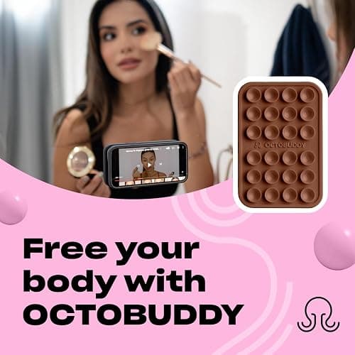 OCTOBUDDY Classic MAX - Silicone Suction Phone Case Adhesive Mount - Hands-Free, Strong Grip Holder for Selfies and Videos - iPhone and Android Compatible - 2.6″ x 3.9″, Hot Cocoa thumbnail 3