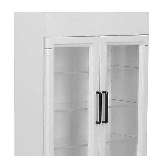 Wood Miniature Refrigerator, Portable Miniature Wood Fridge for 1:12 Dollhouse (White) thumbnail 8