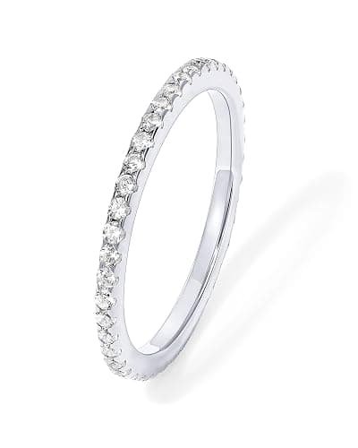 PAVOI 14K Gold Plated Solid 925 Sterling Silver CZ Simulated Diamond Stackable Ring Eternity Bands for Women - Image 1