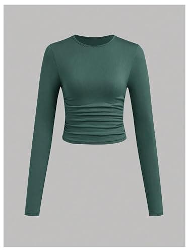 SOLY HUX Girl's Long Sleeve T Shirts 3 Packs Crewneck Fall Tees Ruched Fitted Tee Shirt Tops thumbnail 4