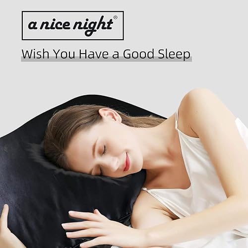 A Nice Night Satin Silky Soft Quilt Luxury Super Soft Microfiber Bedding Thin Comforter Set Full/Queen, Light Weighted (Black, Queen) - Black - Queen thumbnail 6