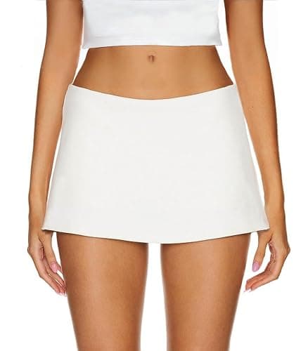 AnotherChill Women's Low Rise Mini Skort Skirt with Built-in Shorts | Soft stretch fabric, micro mini black skirts, basic summer outfits, going out bottoms, skirt with shorts underneath - Image 1