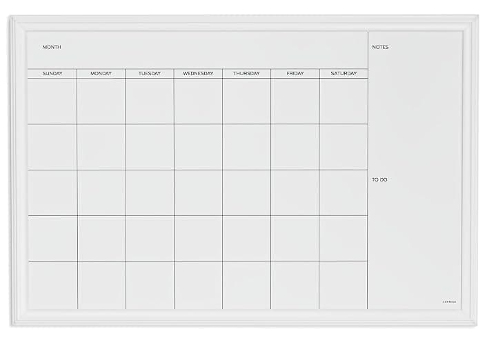 U Brands Magnetic Dry Erase Calendar White Board, 30" x 20", White Wood Style Frame, Includes Magnets thumbnail 6