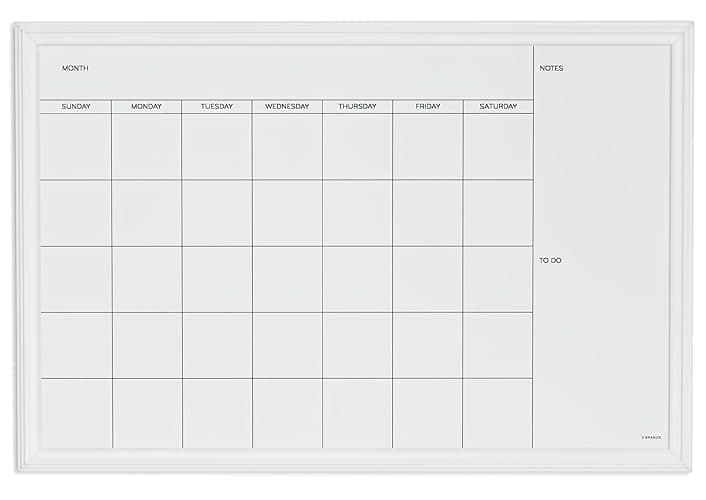 U Brands Magnetic Dry Erase Calendar White Board, 30" x 20", White Wood Style Frame, Includes Magnets thumbnail 7