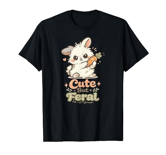 Cute But Feral Funny Rabbit Bunny T-Shirt - Image 1