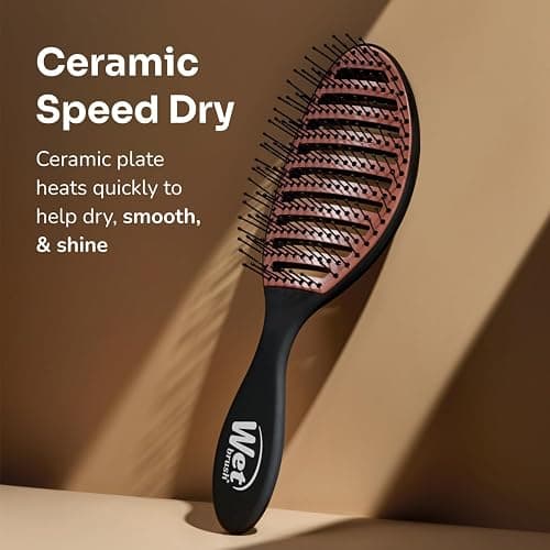 Wet Brush Ceramic Speed Dry Hair Brush, Black - Vented Design & Soft HeatFlex Bristles for Blow-Dry Safe Styling - Ergonomic Handle for Pain-Free Detangling - Hair Accessories for All Hair Types thumbnail 9