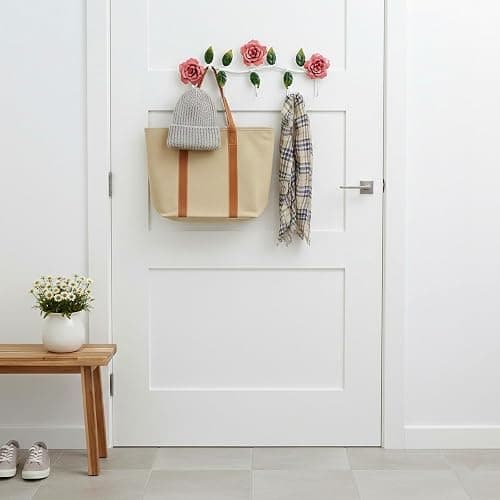LOGOFUN Metal Wall Hooks Rose Flower Coat Hooks Rustic Style Hanging Hook for Bathroom Room Decorations (Rose) thumbnail 2