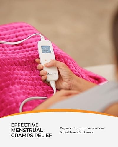 Pink Heating Pad for Period Cramps, CooCoCo FSA Wearables Large Heated Pad, HSA Store Eligible Menstrual Heat Pad, Cute Hot Pad for Back Pain Relief, College Dorm Essentials for Girls thumbnail 6