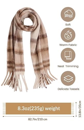 Passionbility Women's Winter Scarfs for Women, Mohair Vintage Scarf Large Chunky Scarf Cashmere Feel Blanket Wrap thumbnail 5