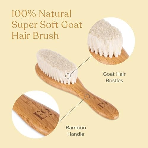 ELLAOLA Natural Bamboo Hair Brush & Comb Set, 3 Piece - Cradle Cap Brush, Massage Hair Brush, Bamboo Comb for Toddlers, Newborns & Infants I Baby Registry Gift thumbnail 4